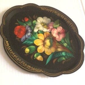 Vintage Hand Painted Metal Collectible Tray